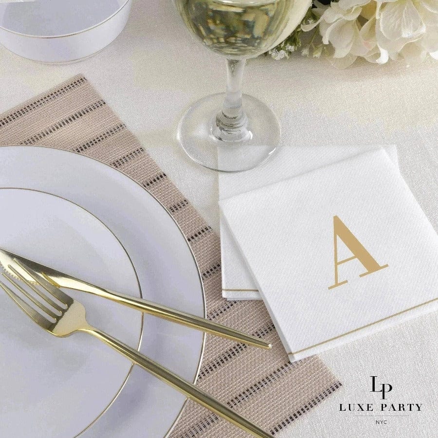 Luxe Party Gold Monogram Cocktail Paper Napkins