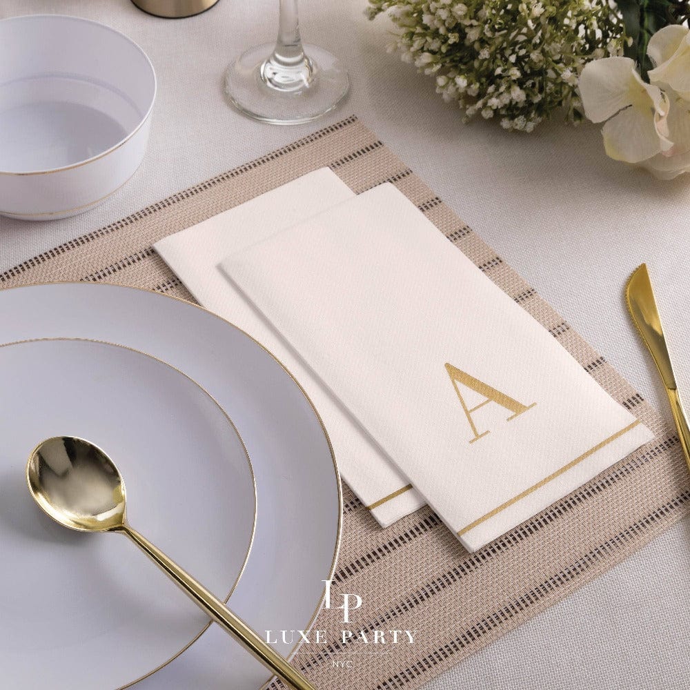 Luxe Party Gold Monogram Paper Dinner Napkins