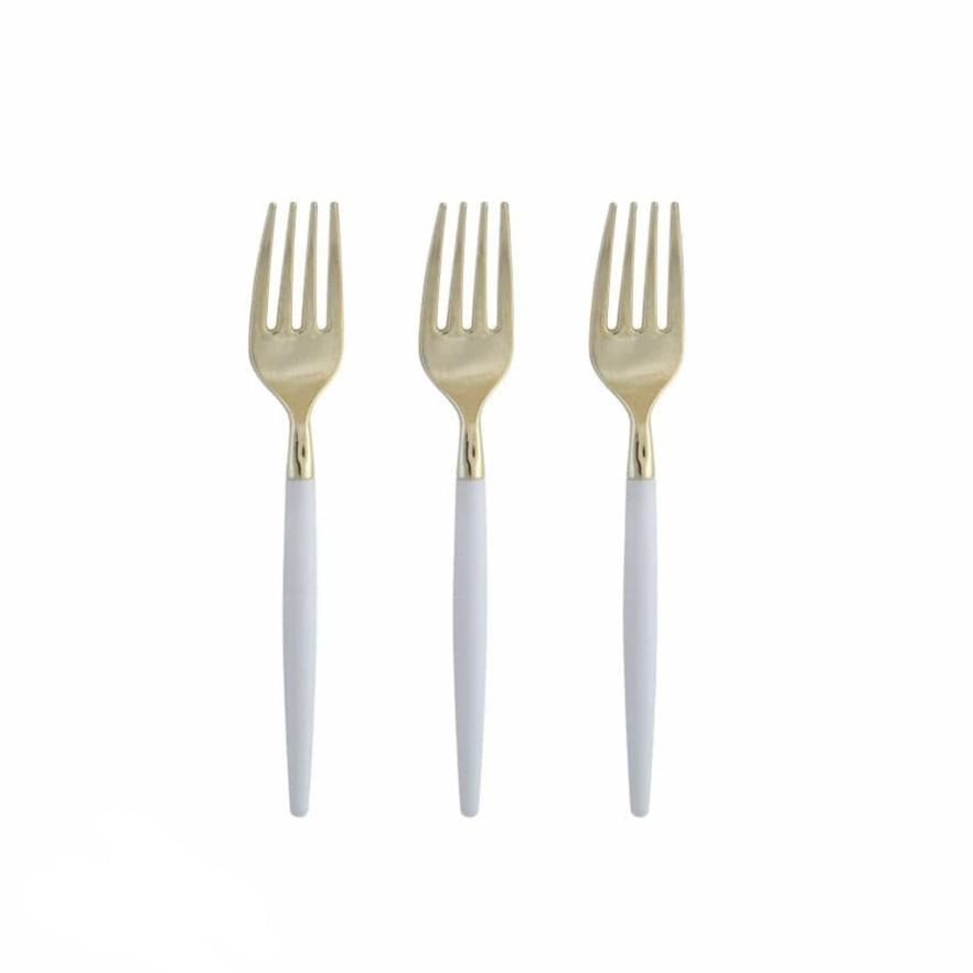 Luxe Party White and Gold Mini Forks