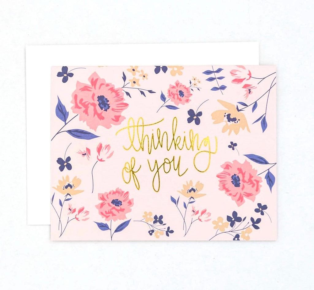 Mary Square Greeting Cards Thinking of You Pink Floral