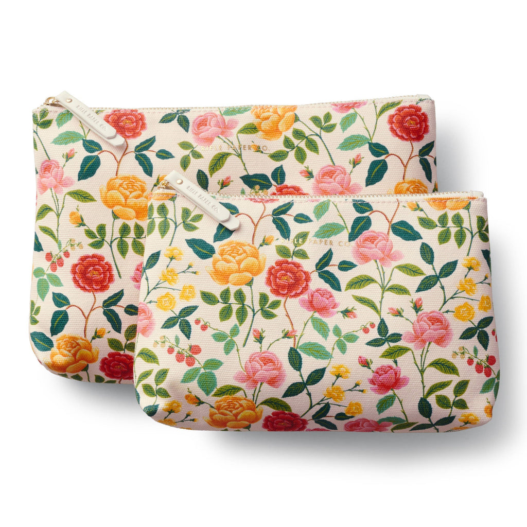 Rifle Paper Co. Roses Set of 2 Zippered Pouch Set