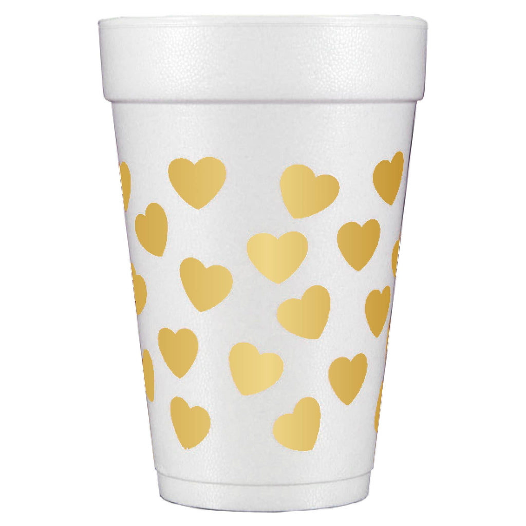 Sip Hip Hooray Party Gold Hearts Foam Cups