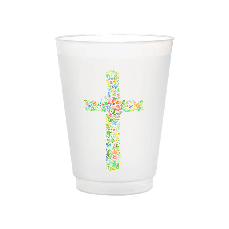 Taylor Paladino Floral Cross Frosted Cups | Set of 6