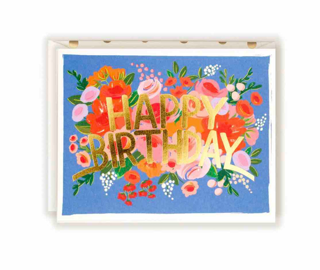 TFS Greeting Cards Blue Floral Birthday