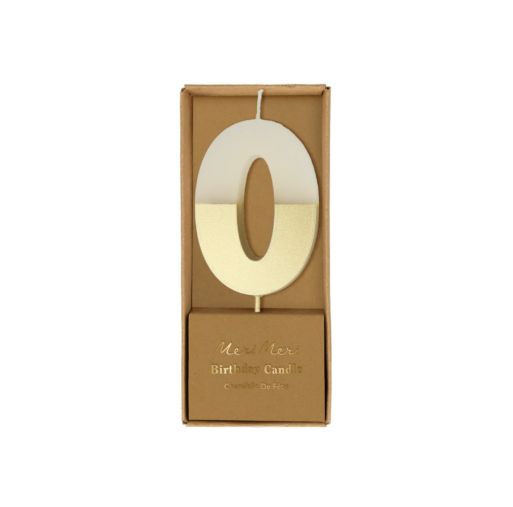 TM Party 0 Gold Dipped Number Candle (Make Selection)