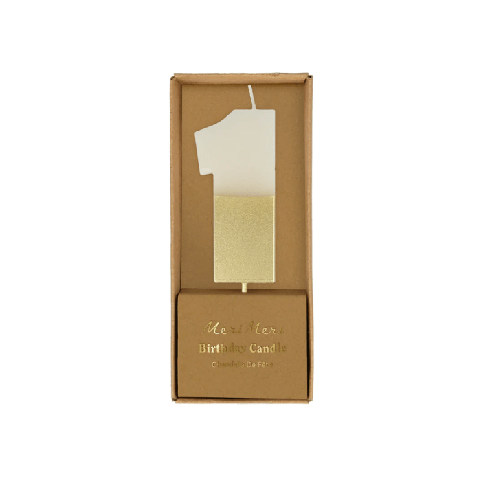 TM Party 1 Gold Dipped Number Candle (Make Selection)