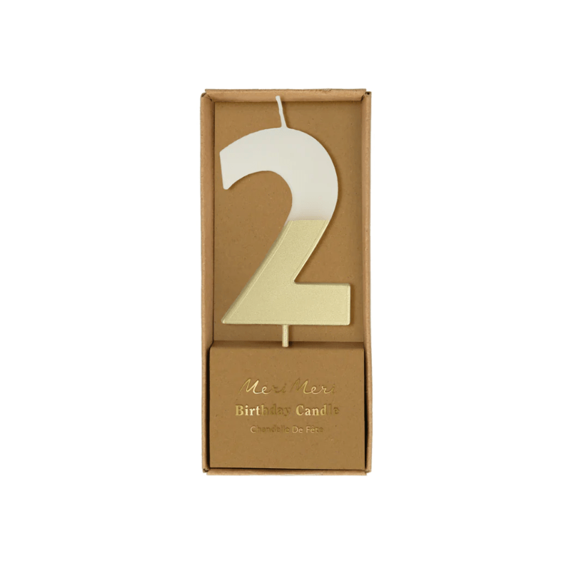 TM Party 2 Gold Dipped Number Candle (Make Selection)