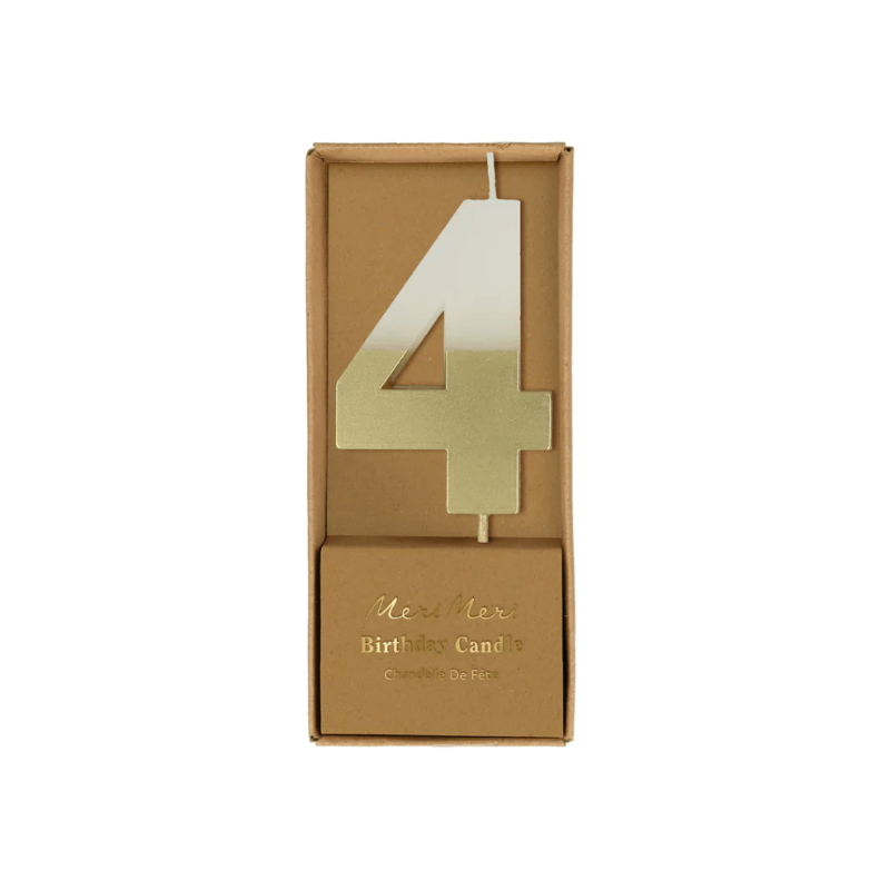 TM Party 4 Gold Dipped Number Candle (Make Selection)