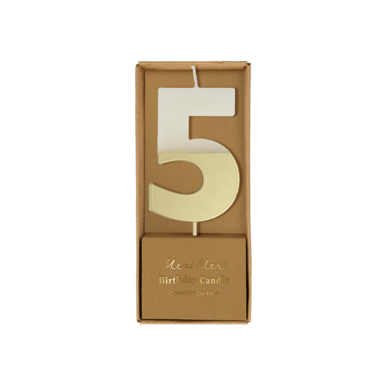 TM Party 5 Gold Dipped Number Candle (Make Selection)