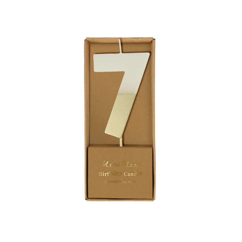 TM Party 7 Gold Dipped Number Candle (Make Selection)