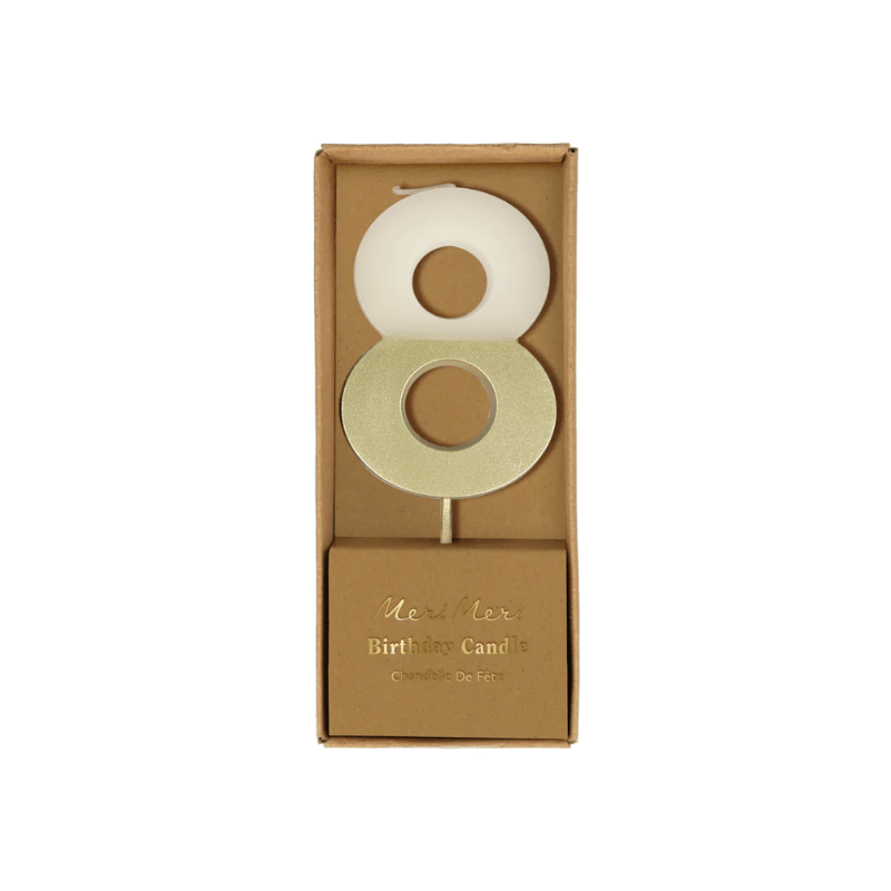 TM Party 8 Gold Dipped Number Candle (Make Selection)